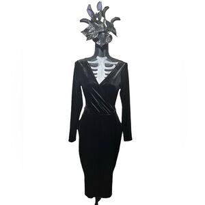 Unique Vintage Black Velvet Morticia Dress